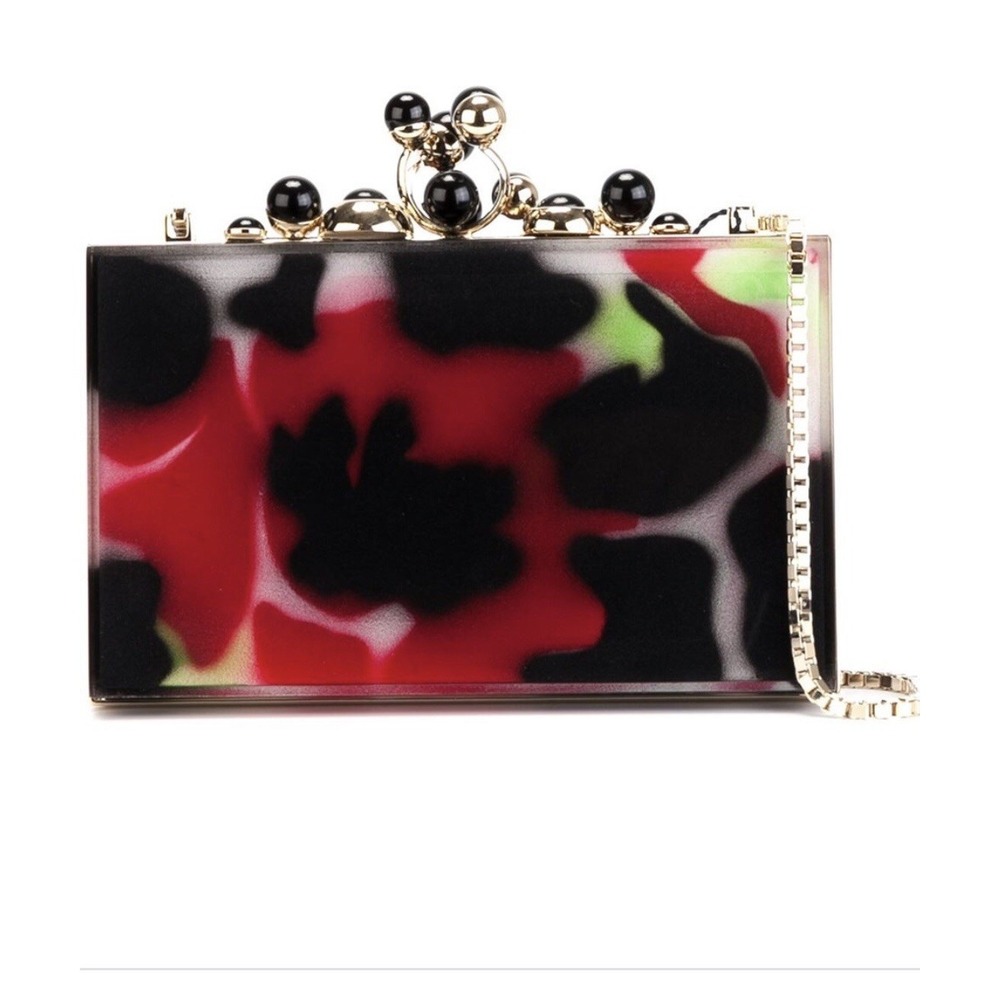 Elie Saab Multicolored Flower Print Acrylic Box Clutch Bag $2198 - Picture 8 of 9